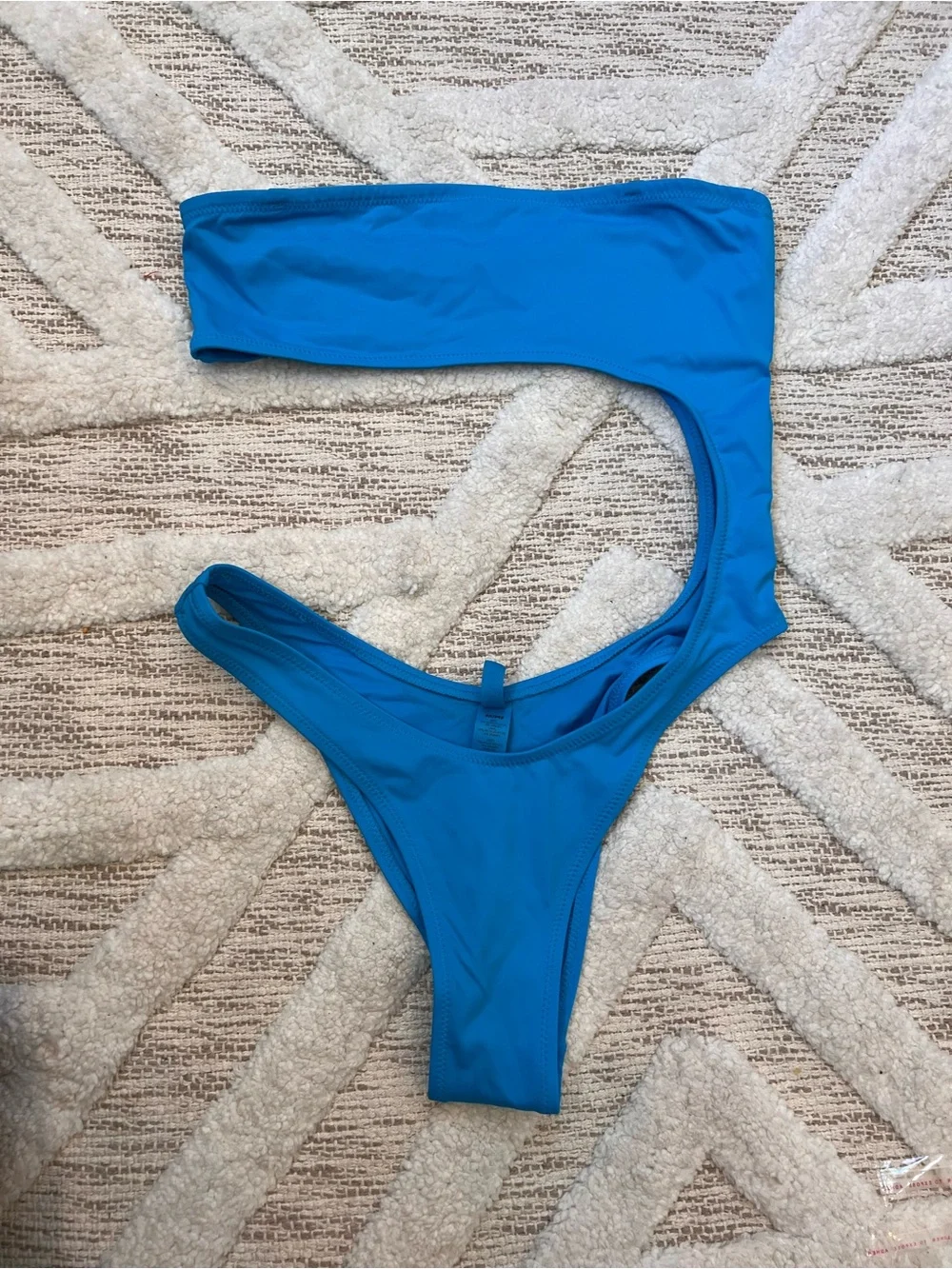 SKIMS Strapless Monokini One piece Cutout Swim Small no straps Turquoise Blue